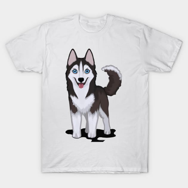 Cute Siberian Husky Drawing T-Shirt by Play Zoo